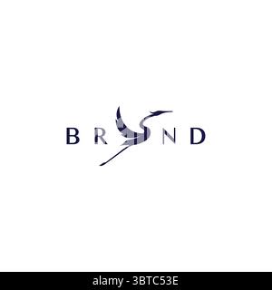 Beauty Flying Stork Silhouette Logo Design. Luxury Stork Silhouette Flapping Wings Logo Design. Stock Vector