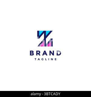 Simple Colorful Letter WM Initials Logo Design. Simple initials W and M form Letter Z Logo Design. Stock Vector