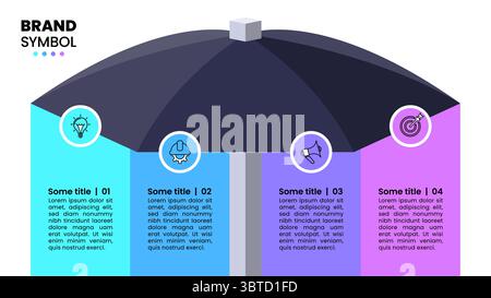 Infographic template with icons and 4 options or steps. Umbrella. Can be used for workflow layout, diagram, banner, webdesign. Vector illustration Stock Vector
