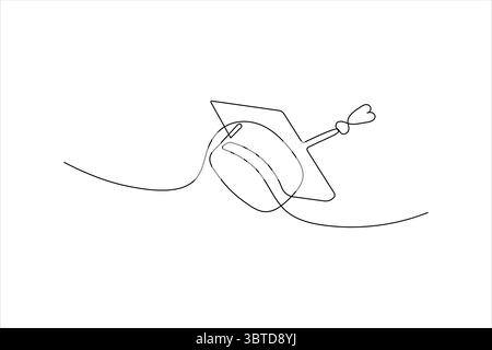Graduation cap continuous one line drawing minimalist vector ...