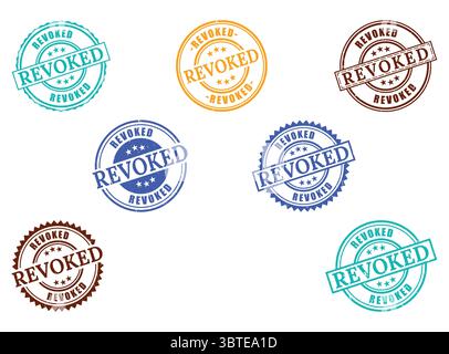 A Diverse Revoked Grunge Rubber Stamp Collection, Official Cancellation Vector Set Stock Vector