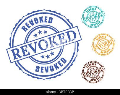 A Revoked Document Stamp Set, Grunge Rubber Official Cancellation Icons Stock Vector