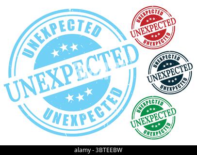 A Unexpected Stamp Vector Set, Grunge Style Shock and Surprise Label Pack Stock Vector