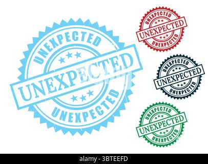 A Unexpected Outcome Seal Bundle, Grunge Style Reaction Label Stamp Icons Stock Vector