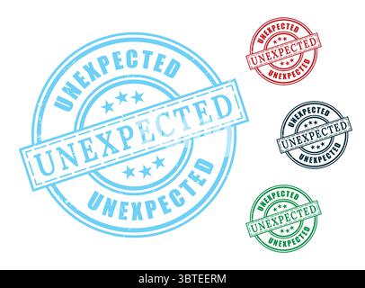 A Unexpected Notice Stamp Collection, Grunge Rubber Random Event Label Pack Stock Vector