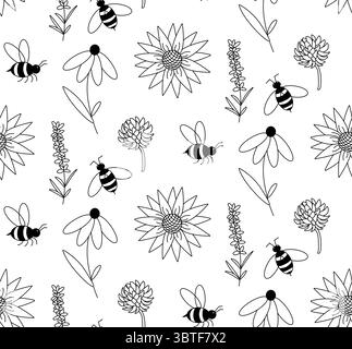 Hand drawn bee seamless pattern Stock Vector Image & Art - Alamy