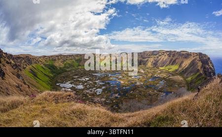 Orongo Rocks Aerial view of Orongo archaeological site, Easter Island of Chile Stock ...