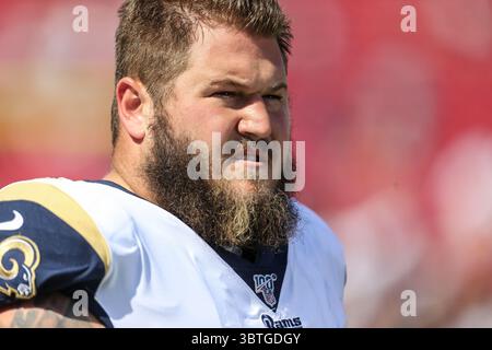 Los Angeles Rams center Coleman Shelton blocks for quarterback Matthew ...