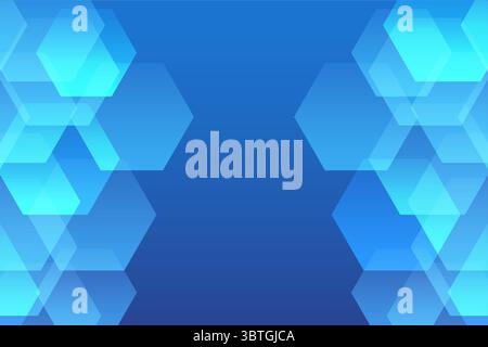 Minimal abstract background with sharp geometric Hexagon shapes and blue gradient tones, Ideal for business, tech or digital design themes, vector ill Stock Vector