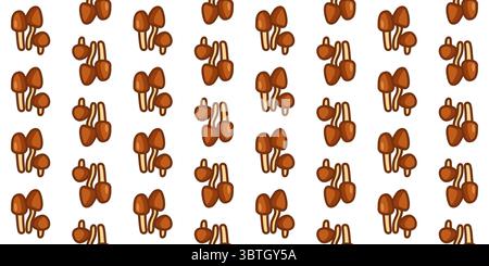 Brown Forest Mushrooms Seamless Pattern. Cartoon-style pattern with small clusters of brown forest mushrooms. Flat illustration with warm tones, seaml Stock Vector