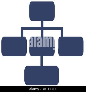 Abstract vector illustration of a hierarchical structure represented by interconnected rounded rectangles in a dark blue color palette, suitable for o Stock Vector