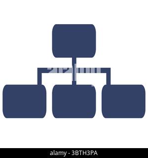 Abstract vector illustration of a hierarchical structure represented by interconnected rectangular shapes in a dark blue color palette, symbolizing a Stock Vector