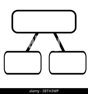 Abstract vector illustration of a hierarchical structure represented by three interconnected rounded rectangular shapes, featuring bold black outlines Stock Vector