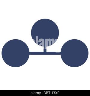 Abstract vector illustration of a simple connection scheme with three circles, representing a network or hierarchy, in a dark blue color palette. Stock Vector