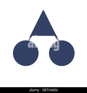 Abstract vector illustration featuring a minimalist design of two circles connected by a triangle, rendered in a sophisticated dark blue hue against a Stock Vector