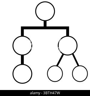 Abstract vector illustration of a hierarchical structure represented by interconnected circles, suitable for organizational charts, flowcharts, or net Stock Vector