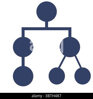 Abstract vector illustration of a hierarchical structure represented by interconnected circles in a dark blue shade, symbolizing a network or organiza Stock Vector