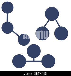 Abstract vector illustration of interconnected circles forming a network structure, featuring a unique combination of linear and branching patterns in Stock Vector