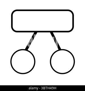 Abstract vector illustration of a flowchart element with a rectangular top and two circular bottoms, representing a simple decision-making process or Stock Vector