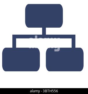 Abstract vector illustration of a hierarchical structure represented by interconnected rounded rectangular shapes in a muted blue color palette. Stock Vector