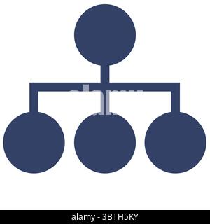 Abstract vector illustration of a hierarchical structure represented by interconnected circles in a dark blue color scheme, suitable for organizationa Stock Vector