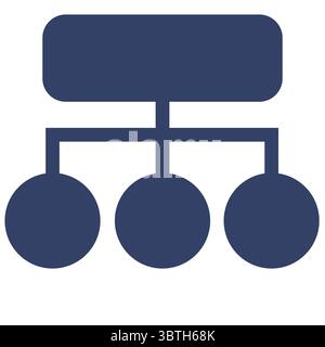 Abstract vector illustration of a hierarchical structure with rounded shapes, representing a network or organizational chart, in a dark blue color pal Stock Vector