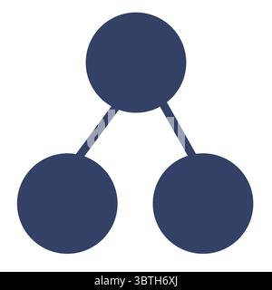 Abstract vector illustration of a simple hierarchical structure represented by three interconnected circles in a dark blue shade on a white background Stock Vector