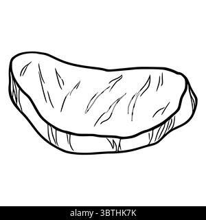 Vector illustration of a single, hand-drawn steak, showcasing detailed line art with textured surface and marbling effect, ideal for menu design or cu Stock Vector