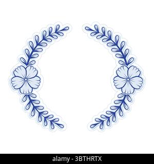 Blue Flourish Ornament with Decorative Swirls. Vintage flourish calligraphic corners and dividers in baroque style. Perfect for invitations Stock Vector
