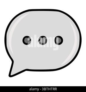 Stylish vector illustration of a light gray speech bubble with three dots, featuring a bold black outline and subtle shading for a modern communicatio Stock Vector