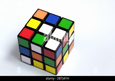 A colorful Rubik's Cube puzzle. Copenhagen, Denmark - July 14, 2025 Stock Photo