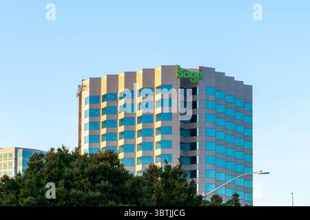 Sage sign on the building at Sage Intacct headquarters in Silicon Valley, San Jose, California, USA Stock Photo