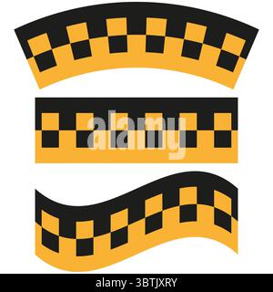 Taxi checker pattern. Yellow black stripe. Cab service Vector. Automotive travel emblem Stock Vector