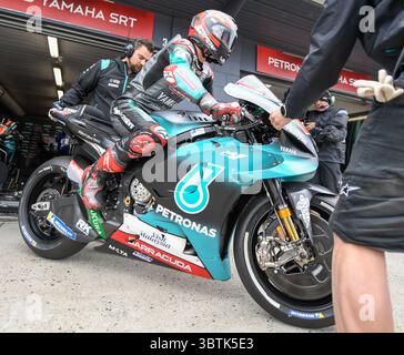 October 26, 2019, Melbourne, Victoria, Australia: French rider Fabio Quartararo (#20) of Petronas Yamaha SRT leaving his garage during day 3 of the 2019 Australian MotoGP held at Phillip Island, Australia. (Credit Image: © Theo Karanikos/ZUMA Wire) Stock Photo