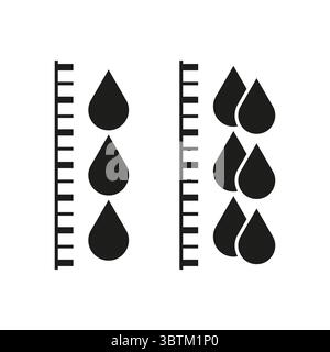 Water drop meter. Liquid level indicator. Raindrop Vector elements. Measurement scale icon. Stock Vector