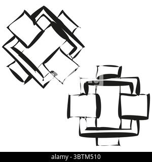 Abstract geometric forms. Overlapping shape Vector. Fragmented modern element. Dynamic graphic illustration. Stock Vector