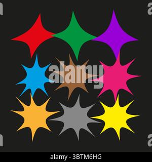 Abstract star bursts. Colorful geometric shapes. Dynamic Vector elements. Vivid splash forms. Stock Vector