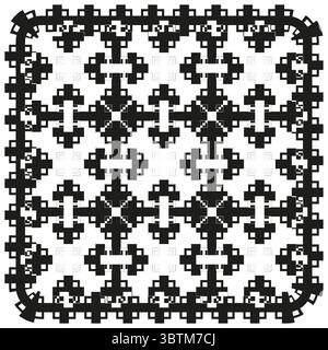 Abstract geometric pattern. Interlocking tile shapes. Monochrome Vector background. Repeating grid graphic. Stock Vector