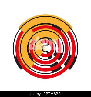 Concentric circle elements. Dynamic color Vector. Abstract modern pattern. Radial graphic illustration. Stock Vector