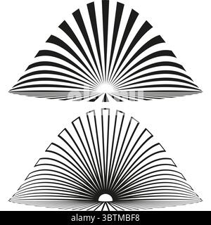 Geometric fan elements. Radial striped Vector. Abstract burst shapes. Monochrome graphic collection. Stock Vector
