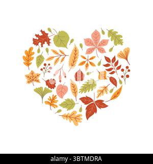 Autumn leaves in the shape of a heart Stock Vector