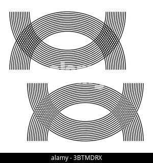Curved line patterns. Abstract organic forms. Dynamic wave elements. Vector geometric designs. Stock Vector
