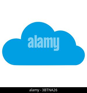 Simple blue cloud symbol on white background: minimal weather icon Stock Vector