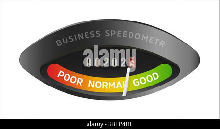 Business Speedometer With 2026 Year Rolling Into View, Measurement Tool Of Efficiency, Growth Indicator And Annual KPI Monitoring Panel. Vector Stock Vector