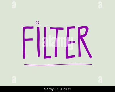 Creative Purple FILTER Typography with Playful Font and Underline on Light Background Vector Design Stock Vector