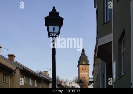 Low angle view of a street lamp in city Stock Photo