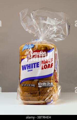Sara Lee White Bread Half Loaf Bag Isolated on Background Stock Photo