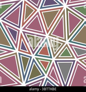 Triangle shapes background. Big triangles size. Solid shapes in frames. Multicolored style. Repeatable pattern. Artistic vector tiles. Stock Vector