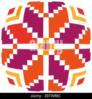 Pixel art circle. Geometric round pattern. Colorful abstract shape. Vector vibrant design. Stock Vector