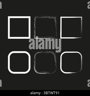 Vector frames collection. Brush stroke shapes. Organic decorative elements. Black white contours. Stock Vector